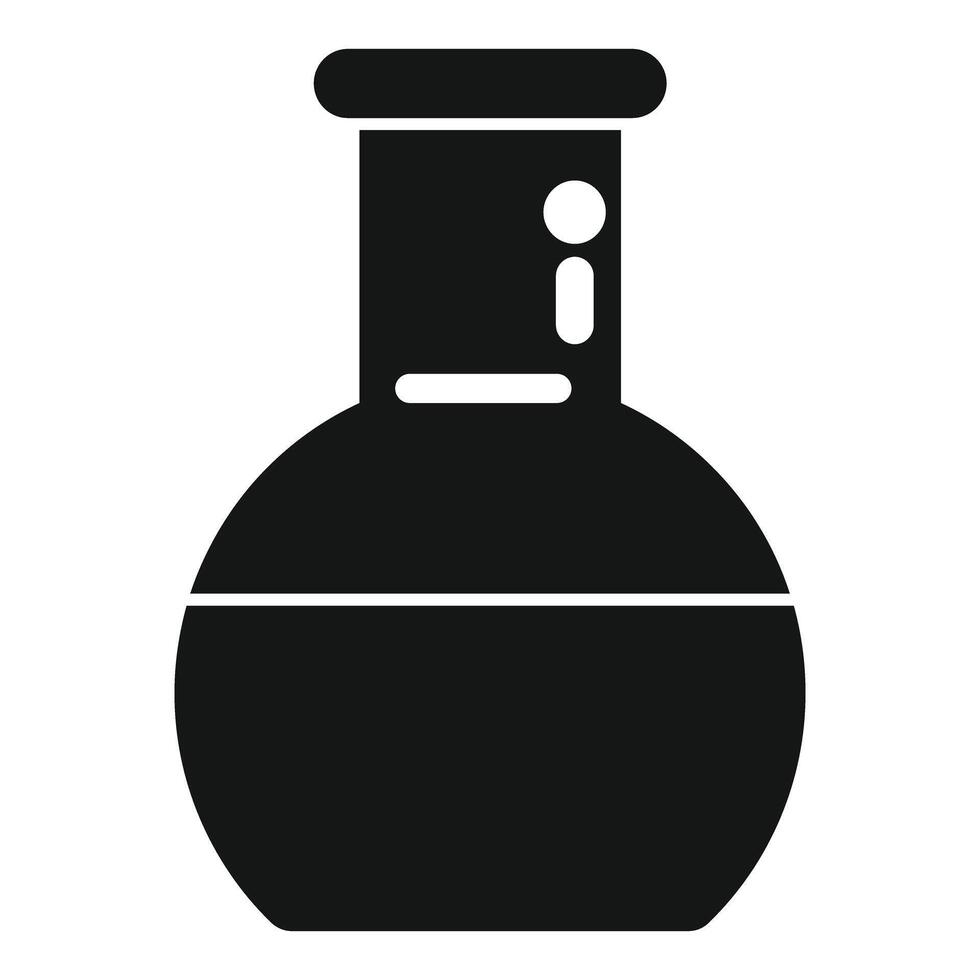 Black and white icon of a round bottom flask for chemical experiments vector