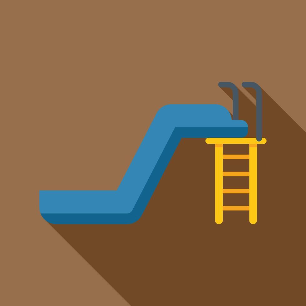 Blue water park slide with yellow ladder on brown background vector