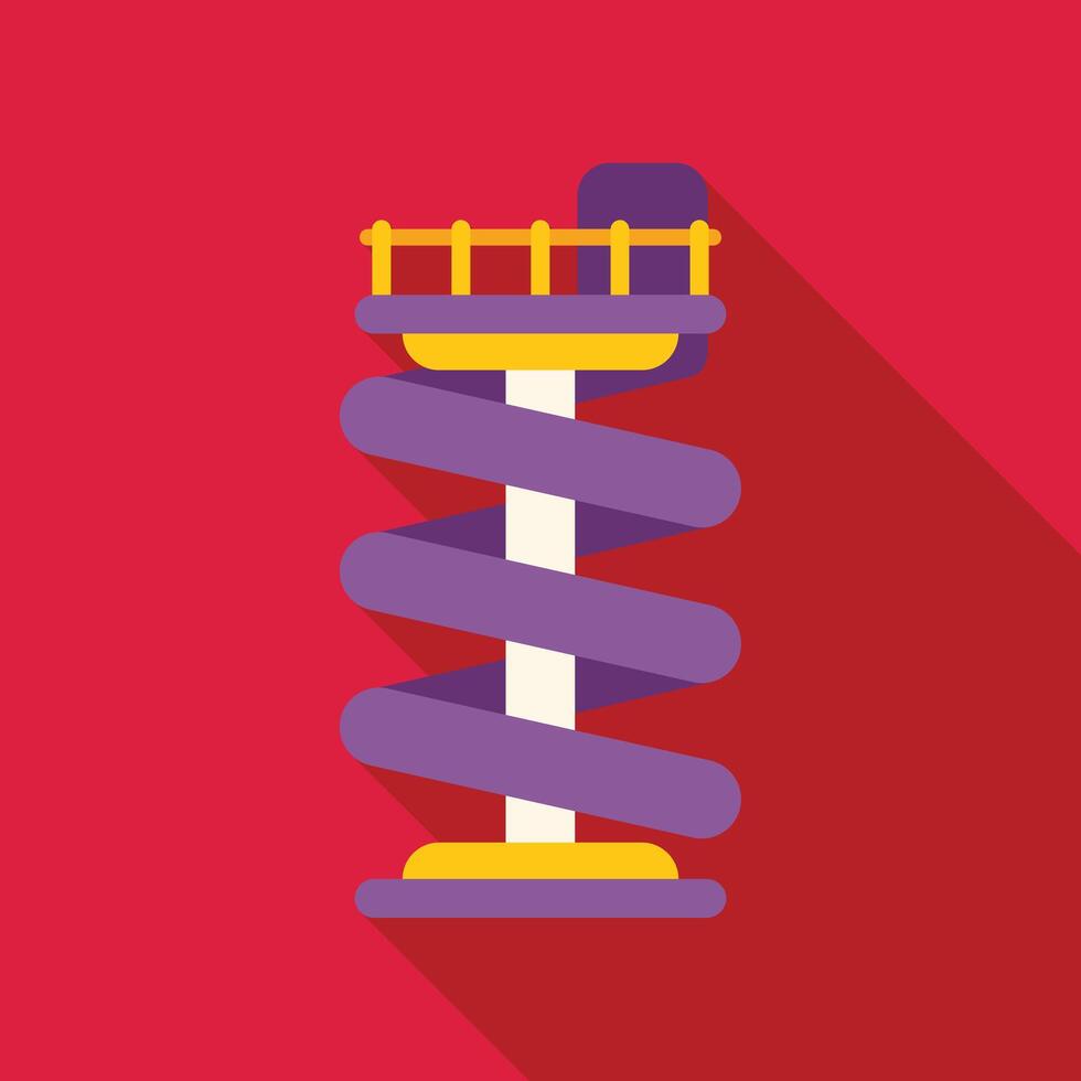 Spiral slide standing on bright red background with long shadow vector