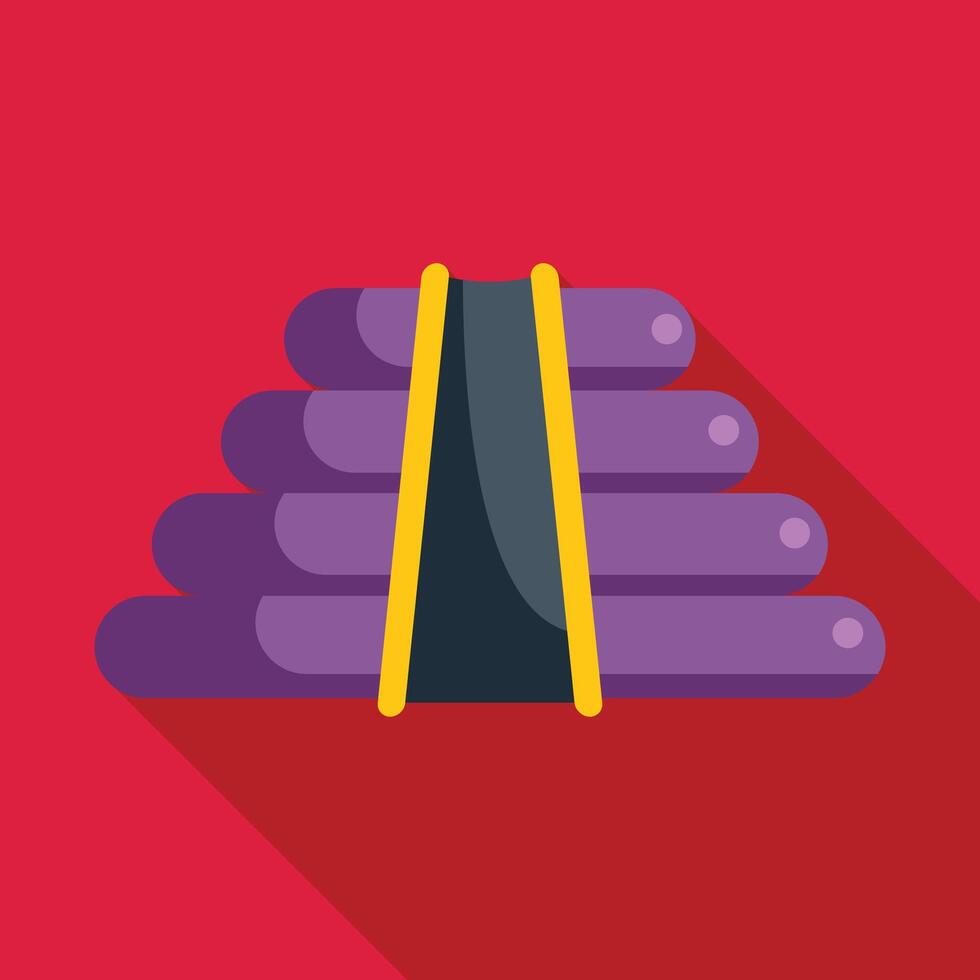 Inflatable bouncy slide standing on red background with long shadow vector