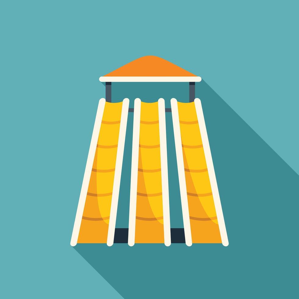 Yellow multilane water slide standing on blue background vector