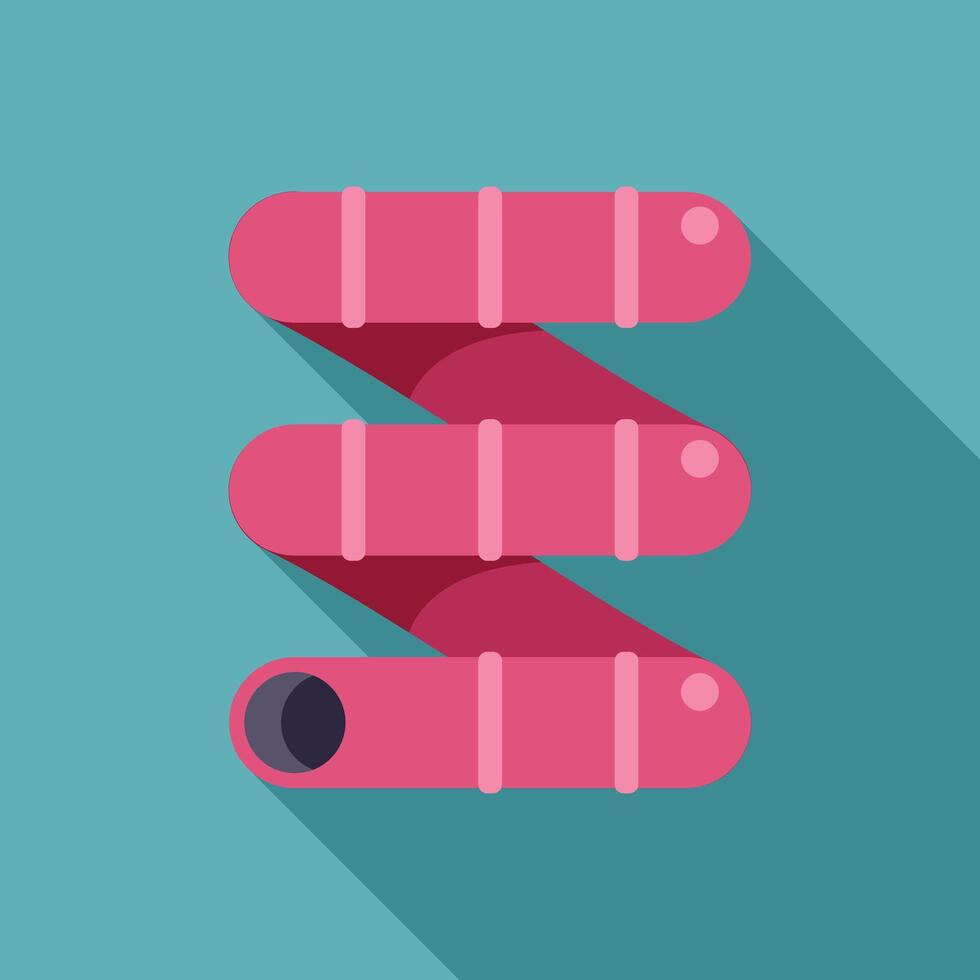 Pink water slide making zig zag turns over turquoise background vector