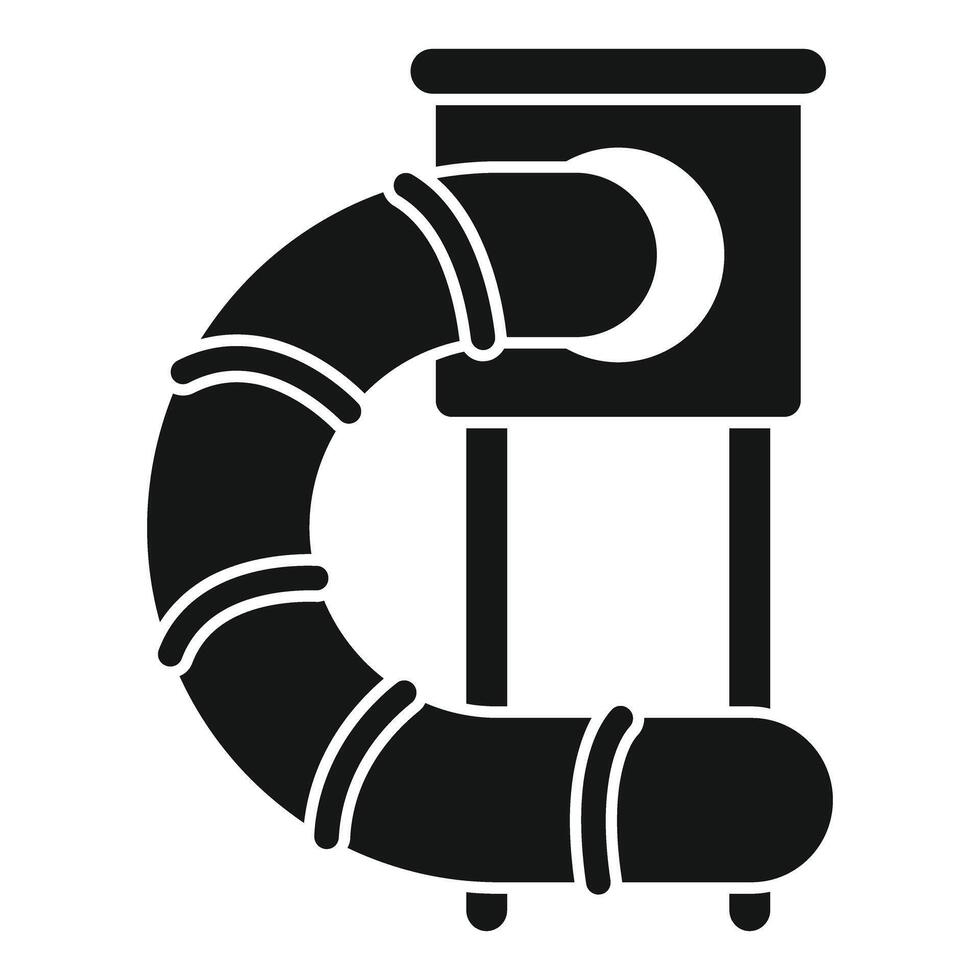 Playground slide with curved tube entering platform with hole for children having fun vector