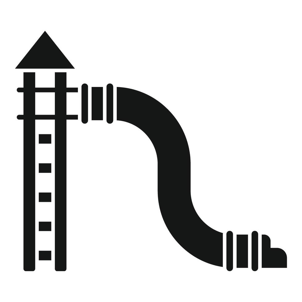 Playground slide tube curving down from wooden tower vector
