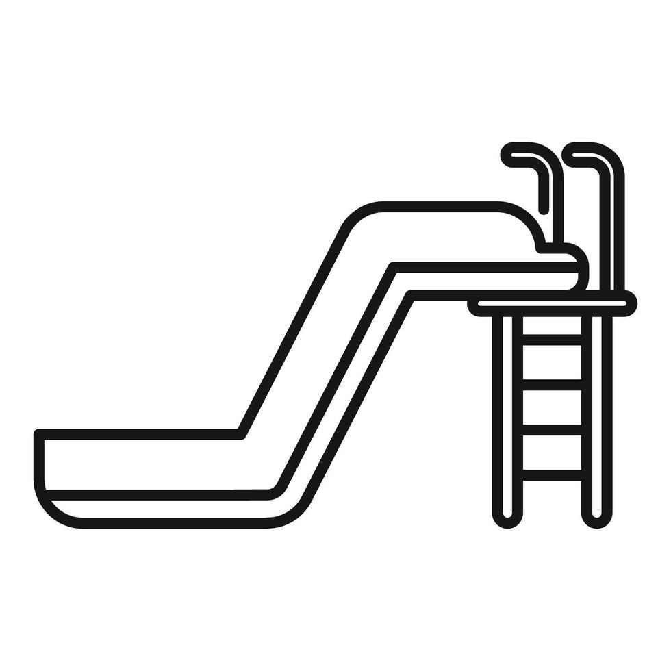 Line icon of water slide with ladder for swimming pool vector