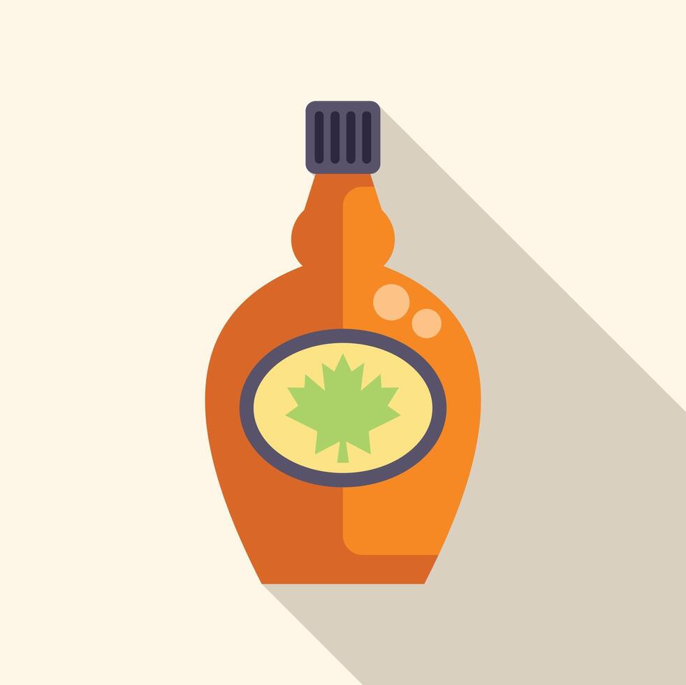 Glass bottle containing maple syrup with a maple leaf logo vector