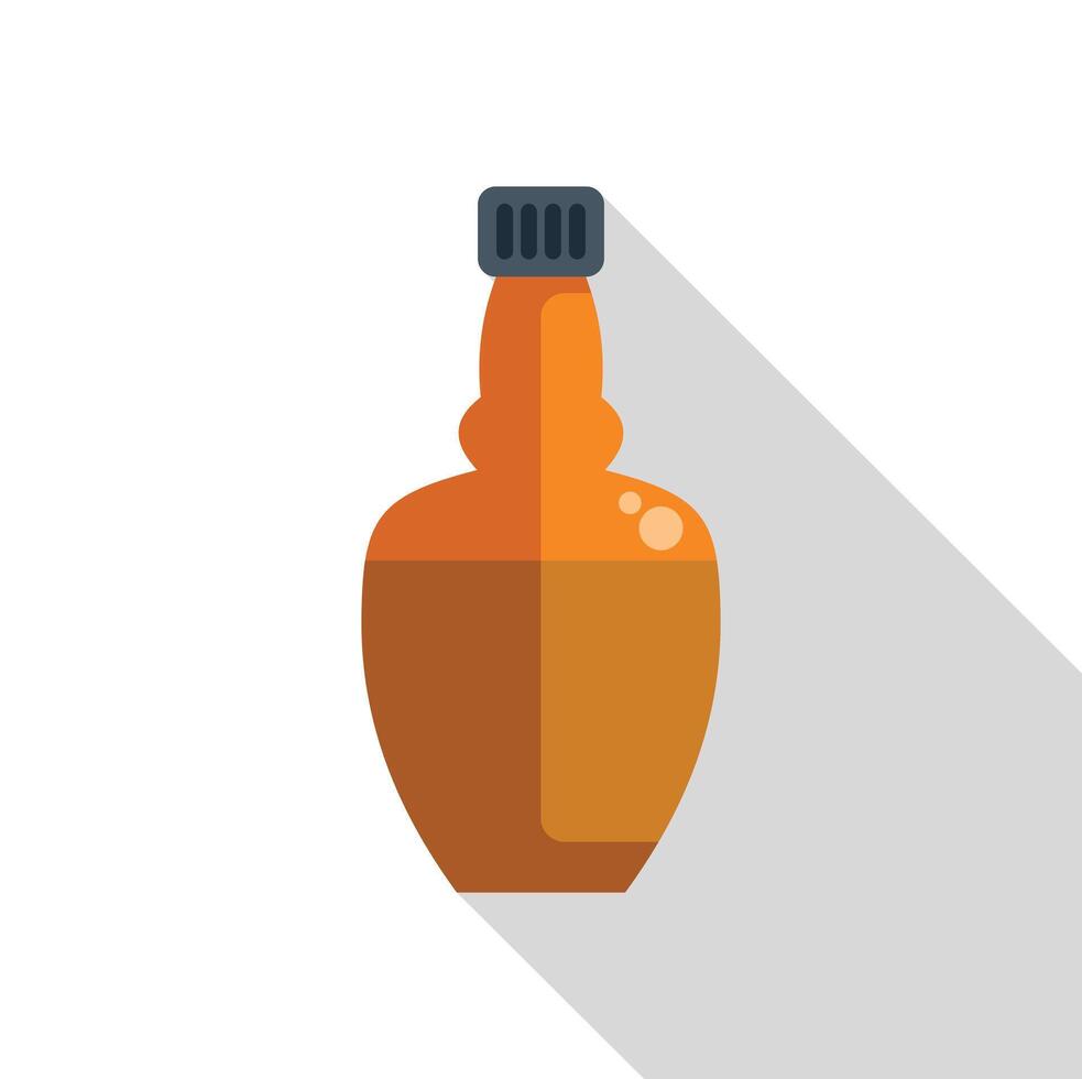 Glass bottle containing whiskey sitting on white background vector