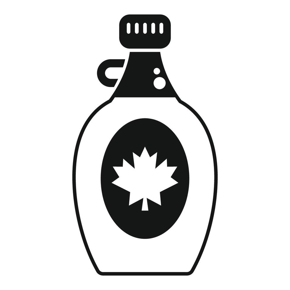 Canadian maple syrup bottle with maple leaf icon showing delicious syrup inside vector