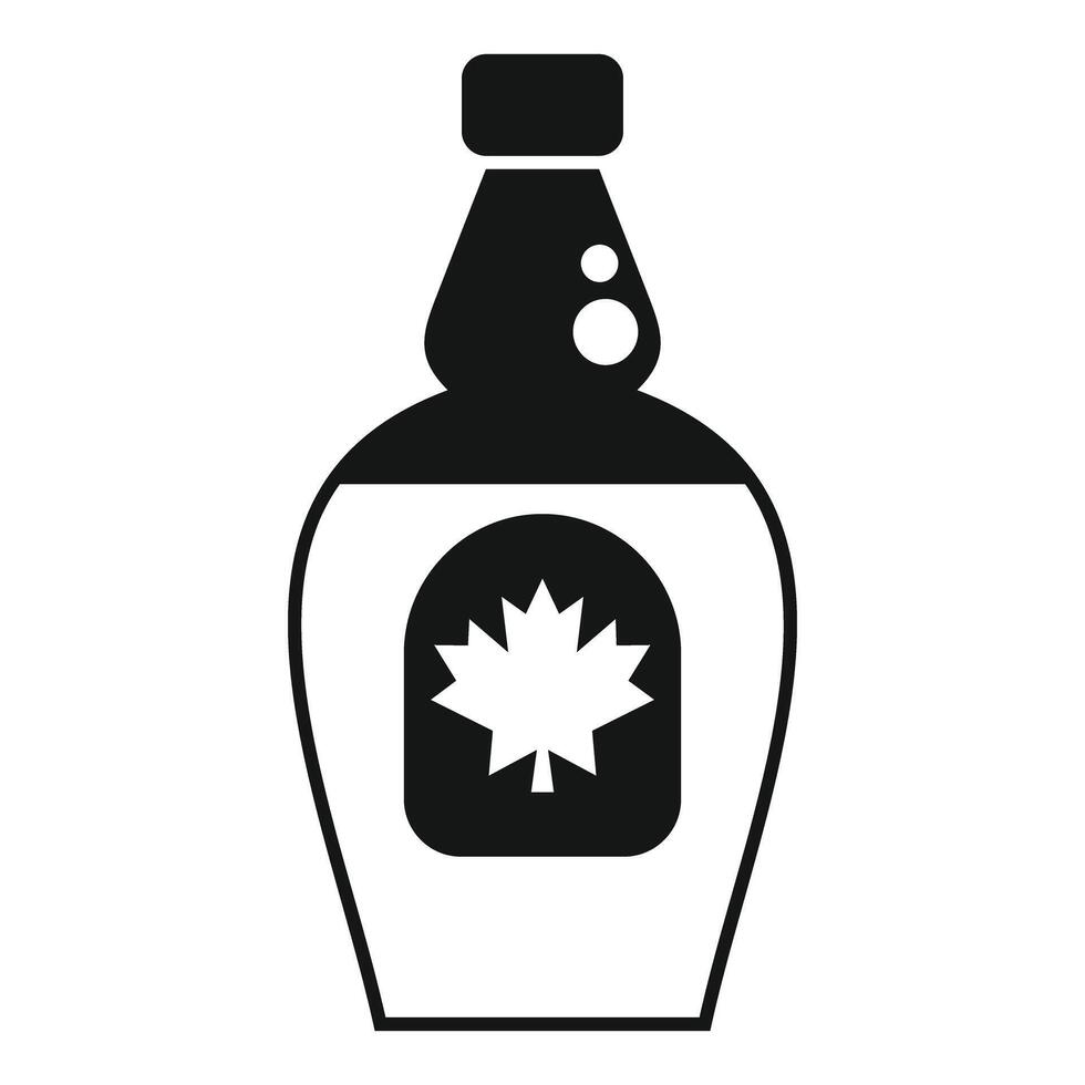 Bottle containing canadian maple syrup with maple leaf symbol vector