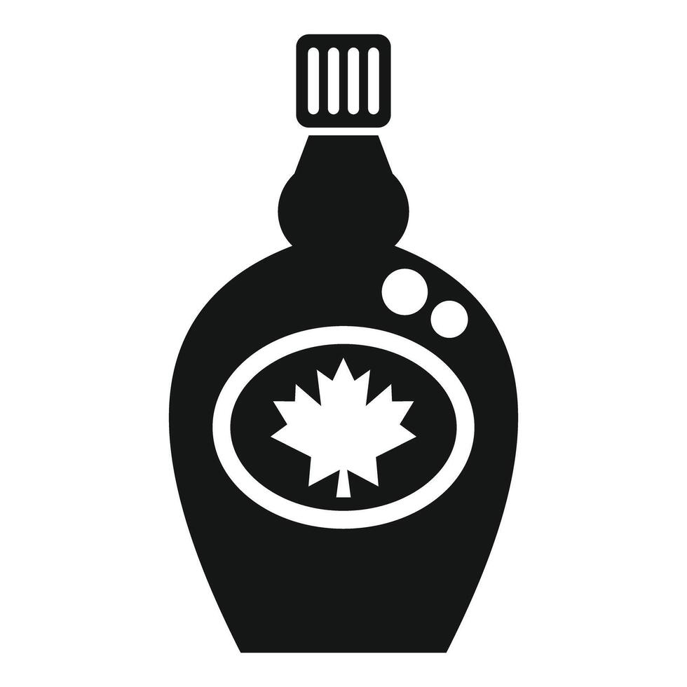 Black and white icon of a bottle containing maple syrup vector