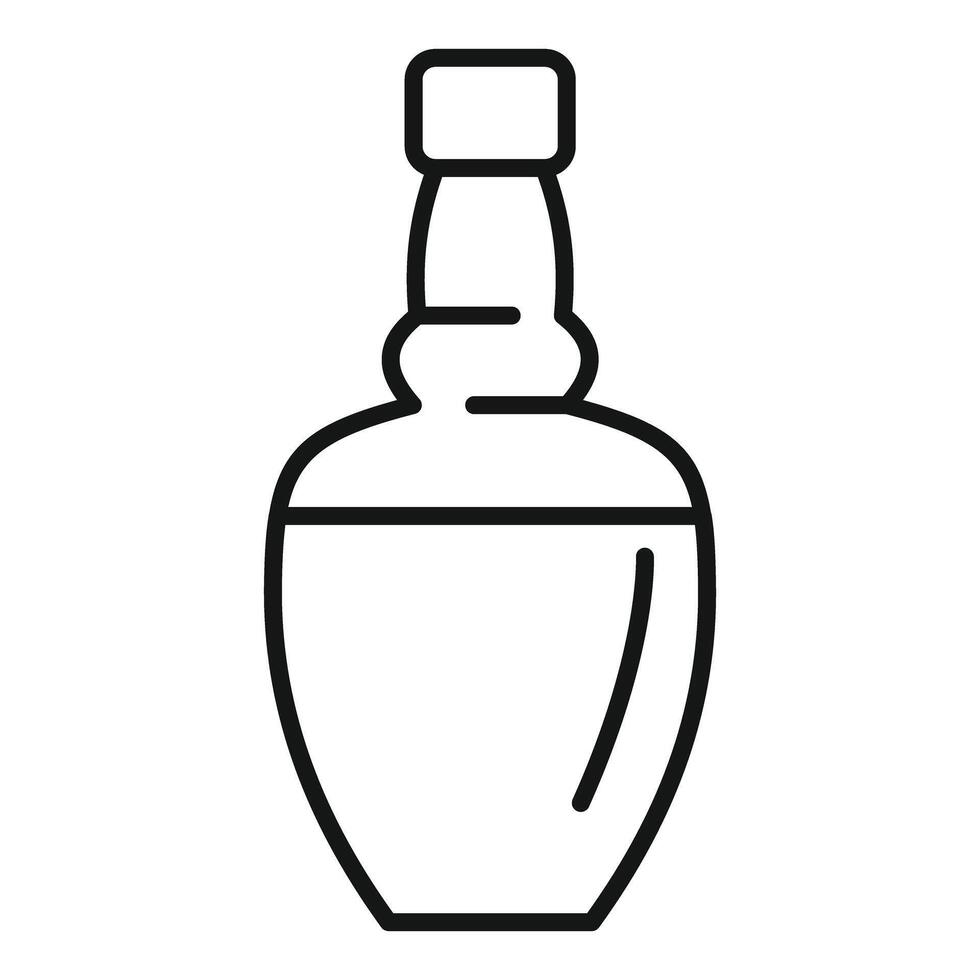 Glass bottle containing liquor with cork top icon vector