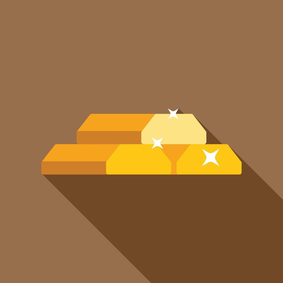 Three gold bars shining with long shadow vector
