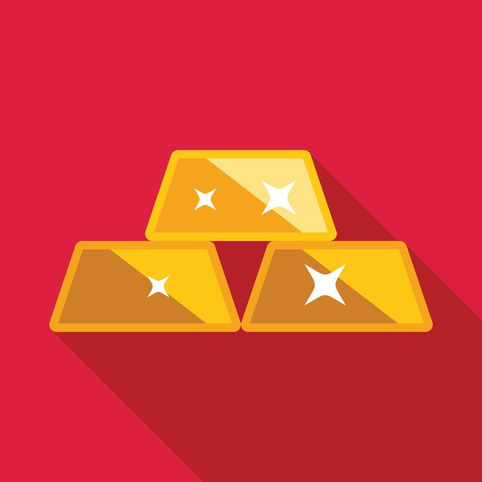 Three gold bars stacked on red background representing investment and wealth vector