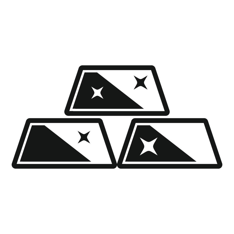 Stack of three shiny gold bars icon representing wealth and investment vector