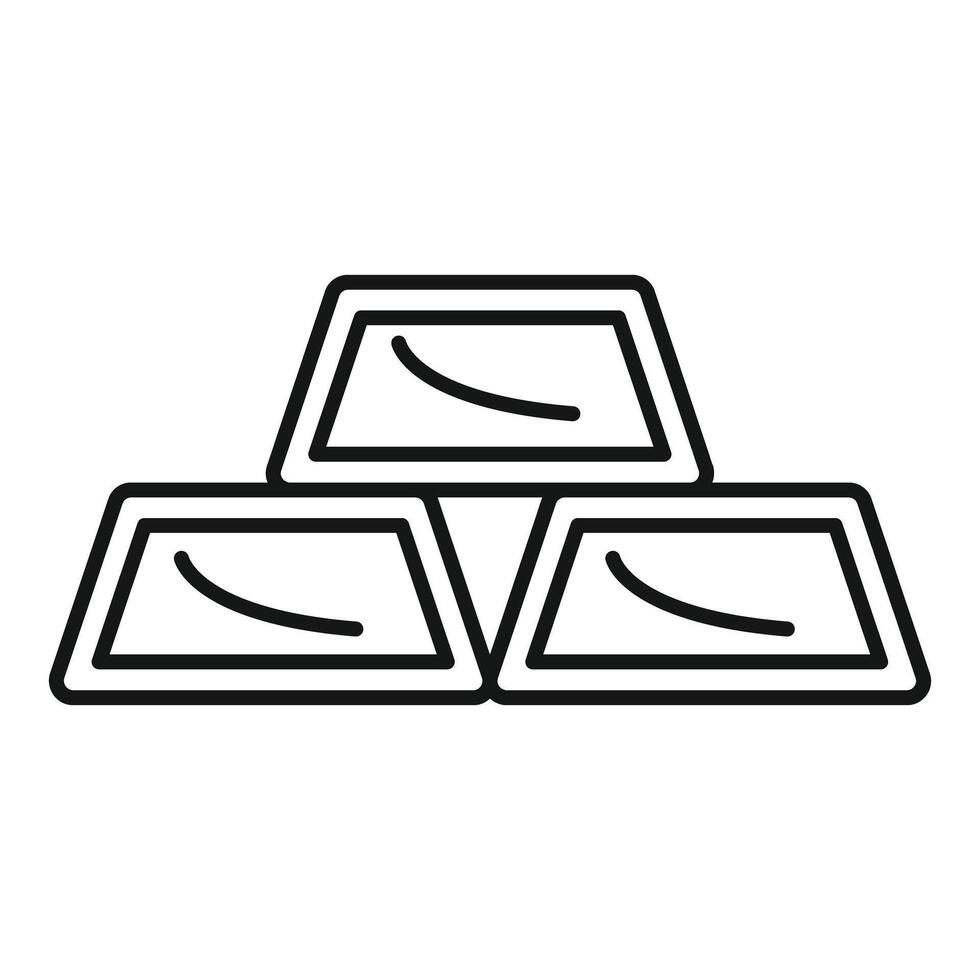 Three gold bars stacked together forming a pyramid shape vector