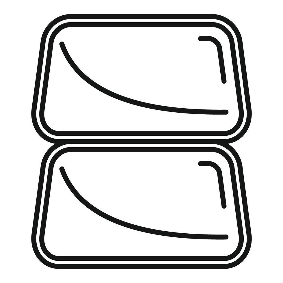 Empty lunch box opened revealing two compartments for food storage vector