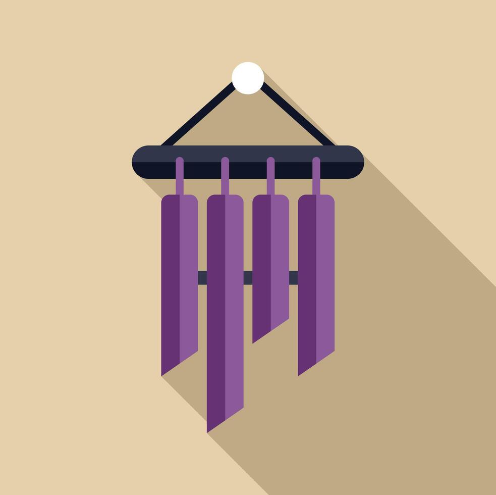 Purple wind chimes hanging, creating soothing sounds vector