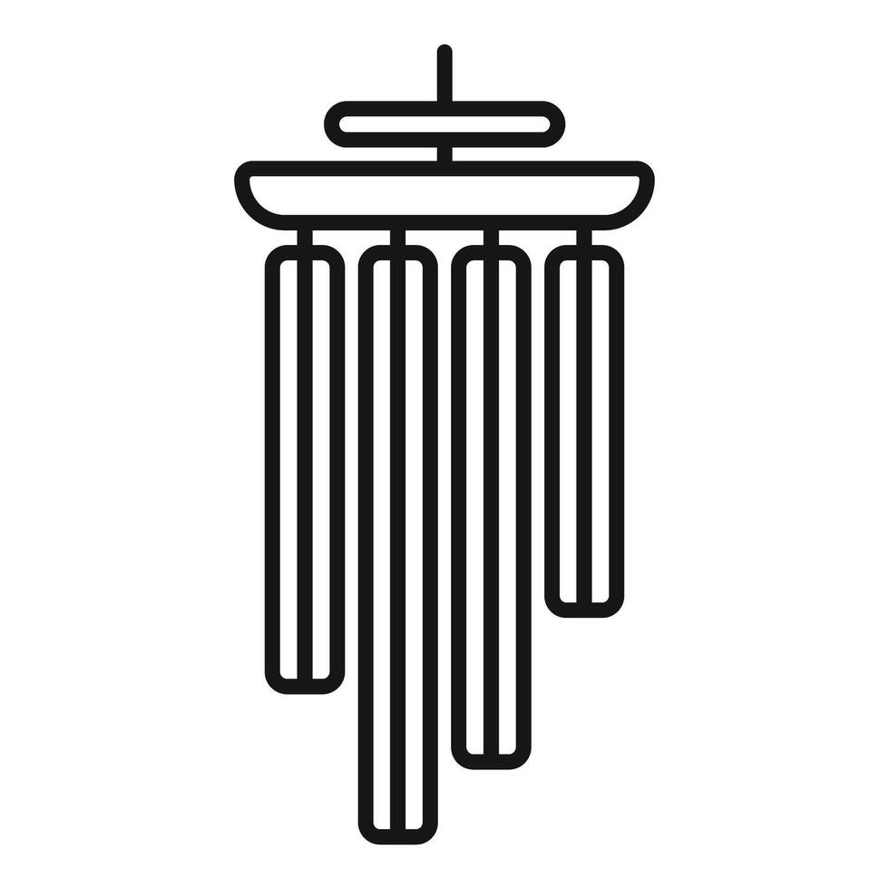 Simple line icon style graphic of wind chimes hanging in the breeze vector