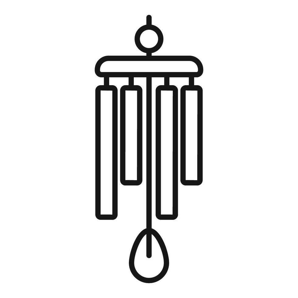 Simple line art icon of a wind chime hanging vector