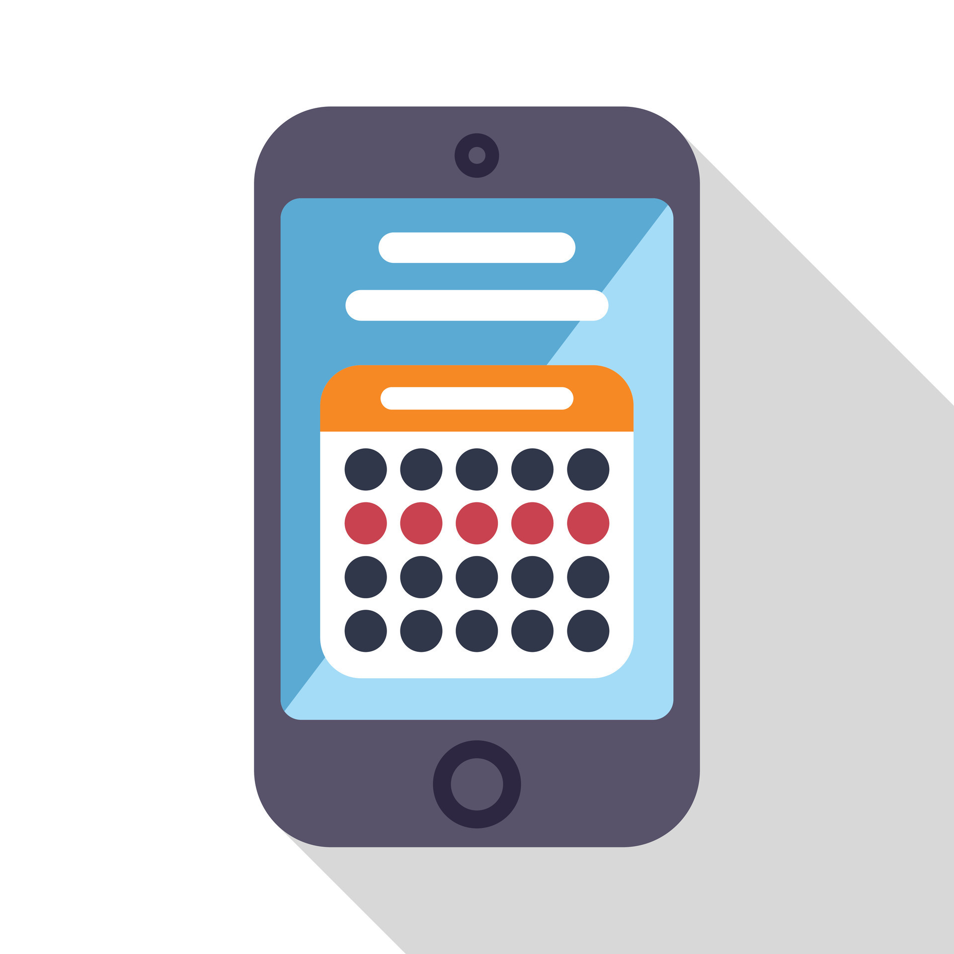 Smartphone showing calendar app for time management and scheduling