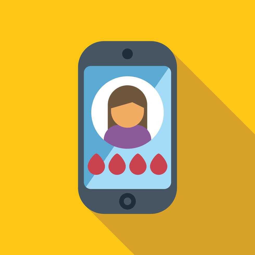 Woman receiving blood donation requests via mobile app vector