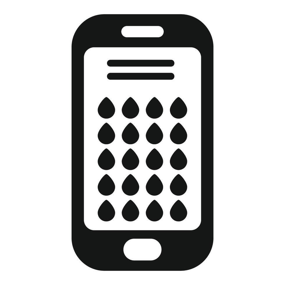 Smartphone showing water drops icon on screen for water tracker app vector