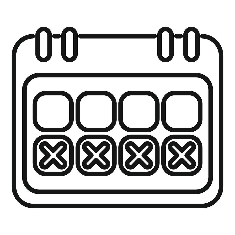 Calendar showing week with crossed out days icon vector