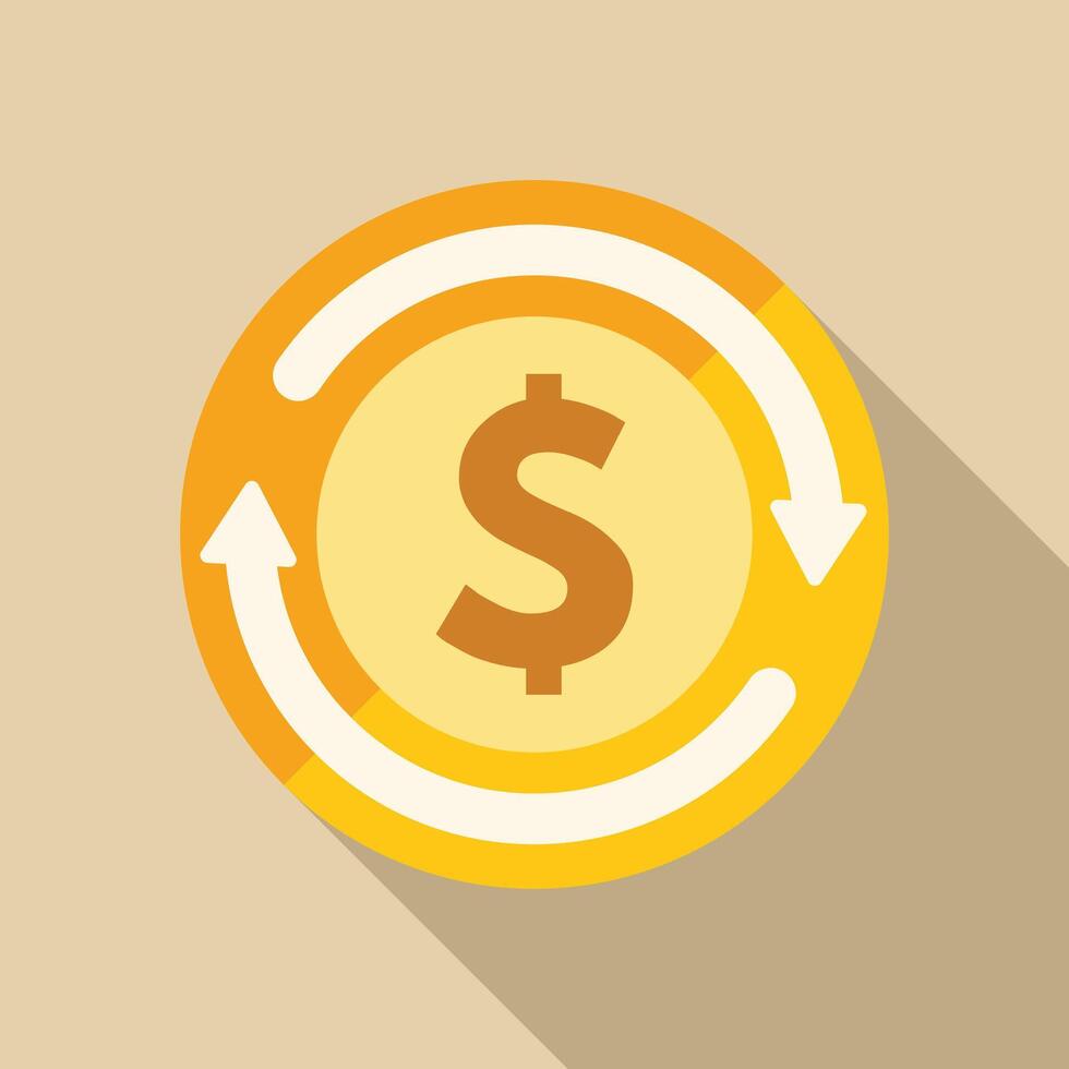 Money circulation concept with dollar coin rotating with arrows vector
