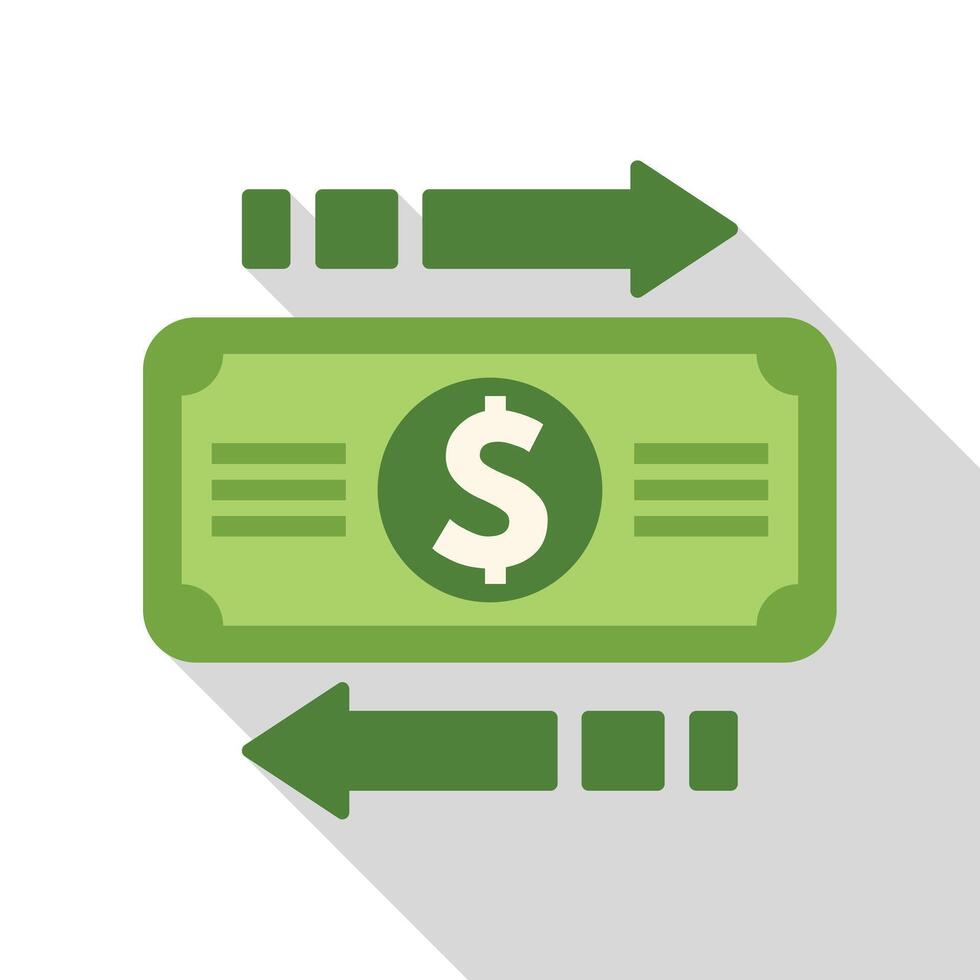 Money transferring with green dollar banknote and arrows vector