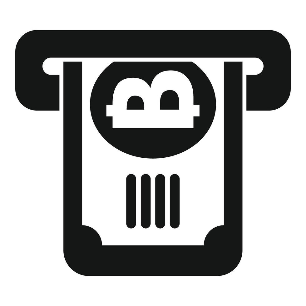 Simple icon of an atm dispensing a bitcoin bill vector