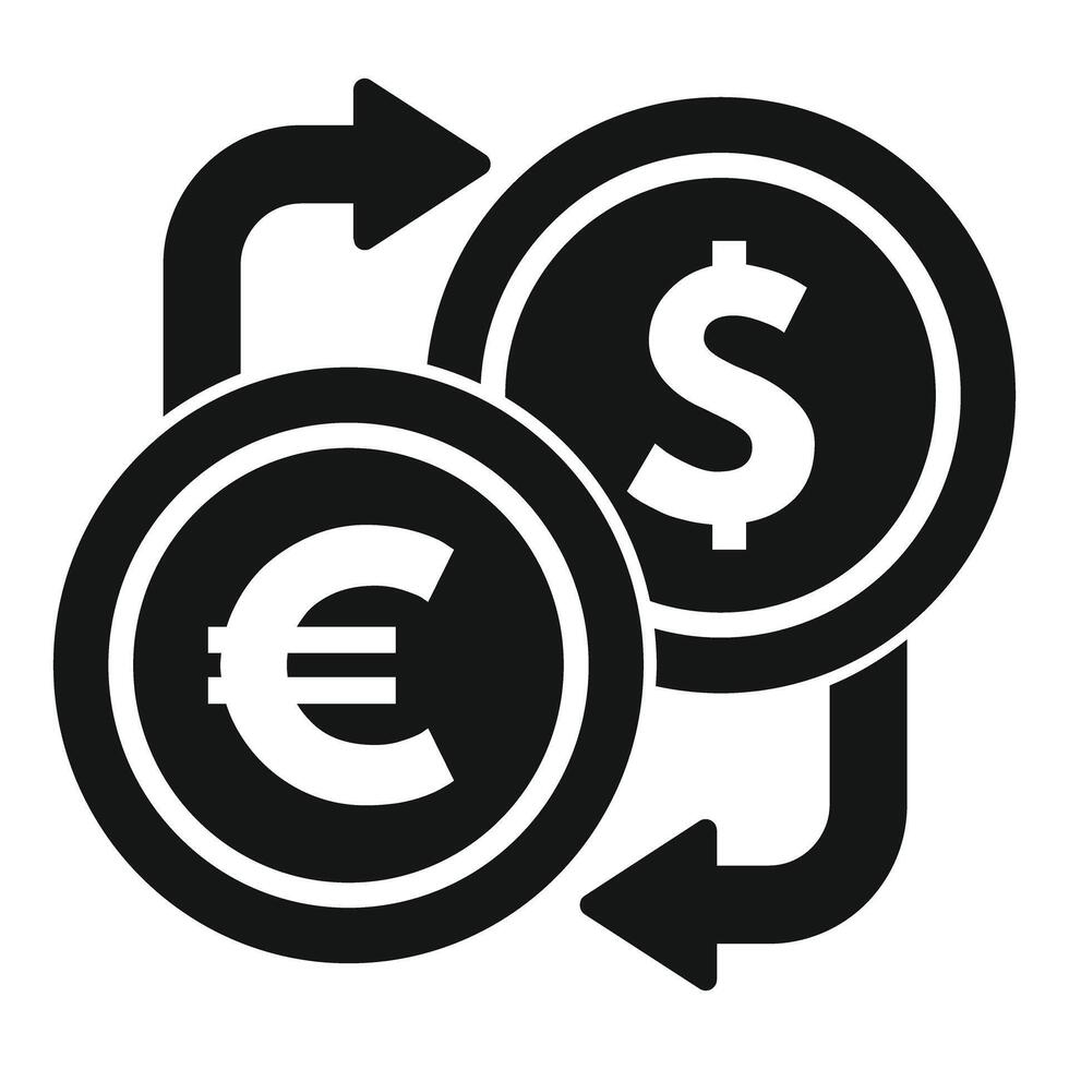 Euro dollar exchange rate with rotating arrows icon vector