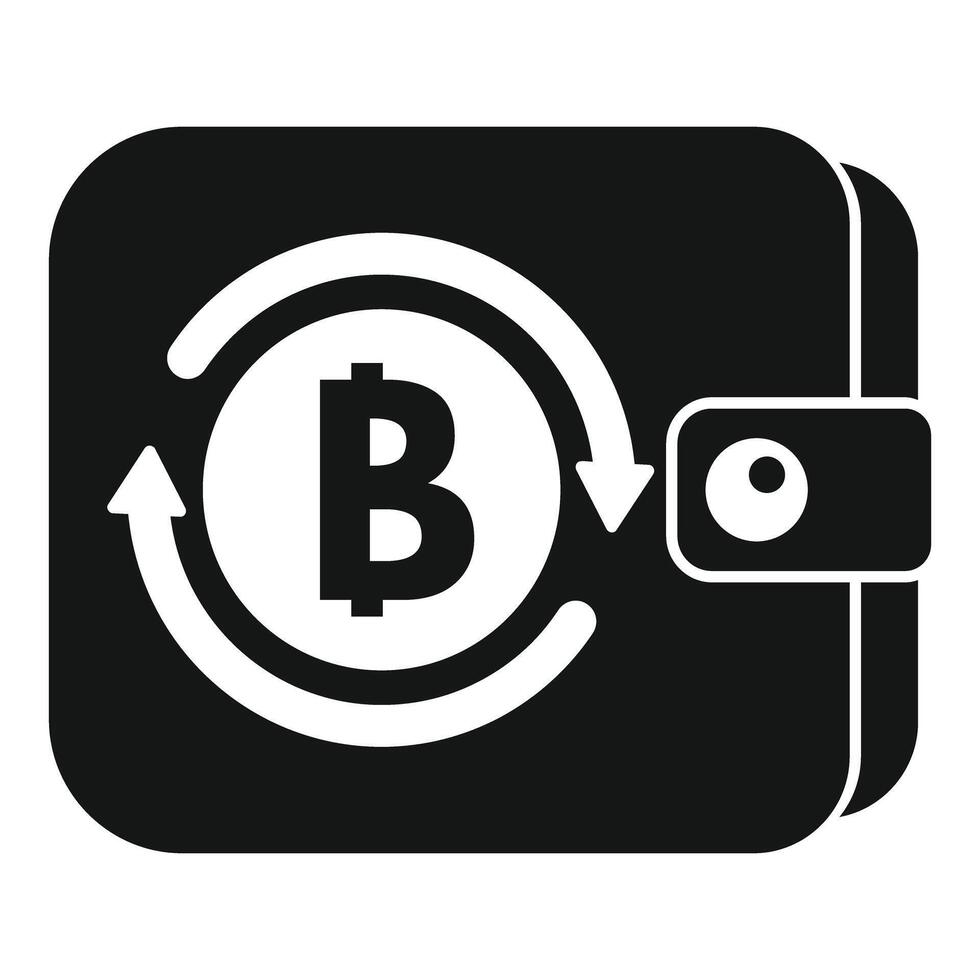 Bitcoin cryptocurrency rotating inside digital wallet icon vector