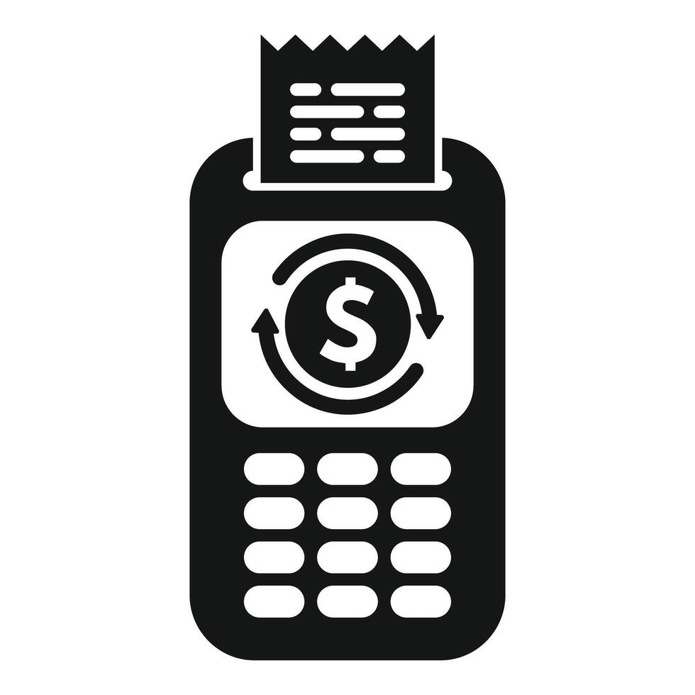 Mobile payment terminal printing receipt with dollar currency sign icon vector