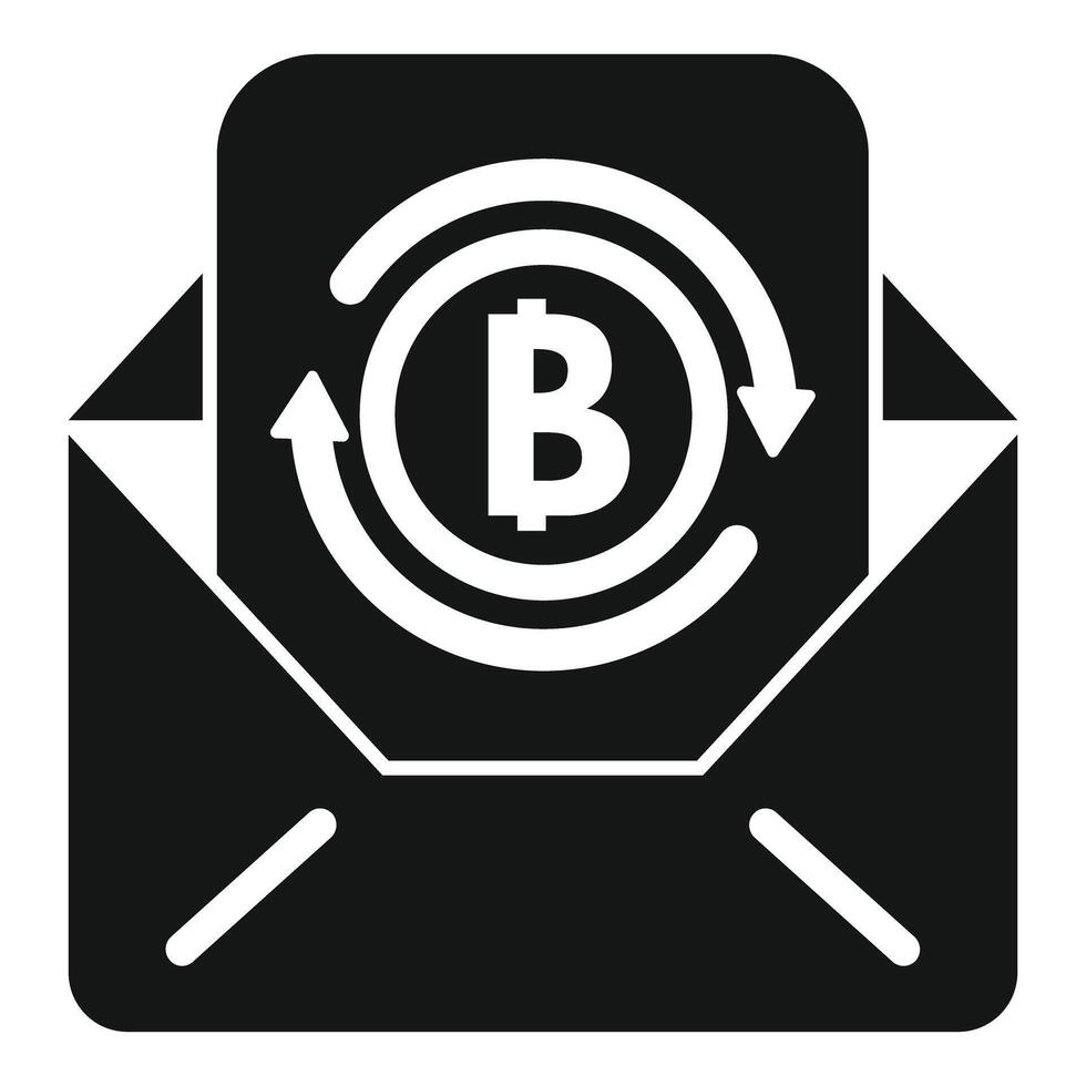 Email containing bitcoin cryptocurrency being transferred online vector