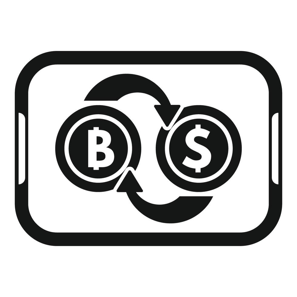 Smartphone converting bitcoin to dollar icon vector