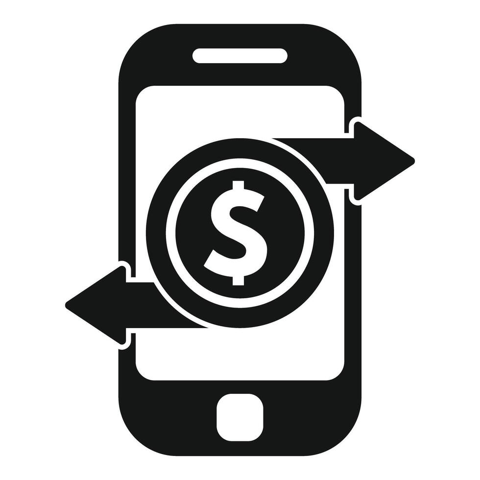 Smartphone showing money transaction concept icon glyph style vector