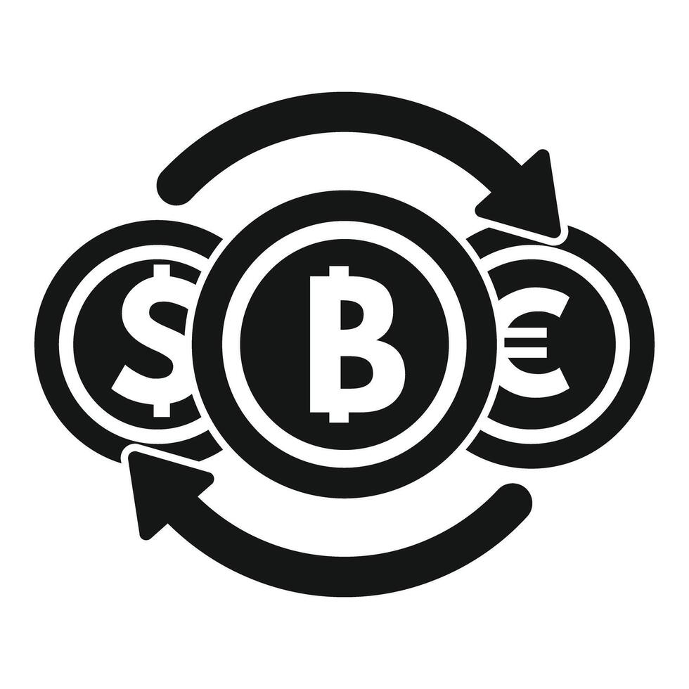 Exchanging bitcoin, euro and us dollar currency sign icon vector