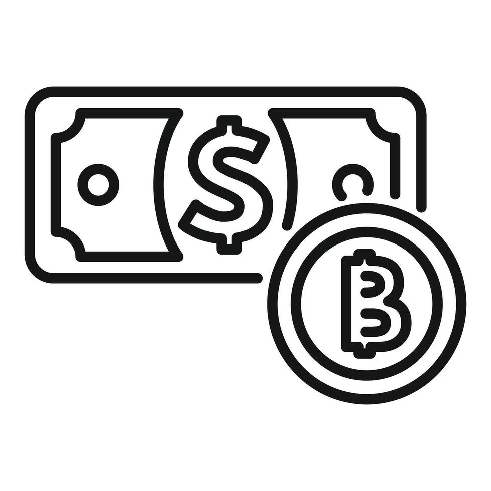 Bitcoin replacing dollar concept icon with cryptocurrency replacing fiat money vector