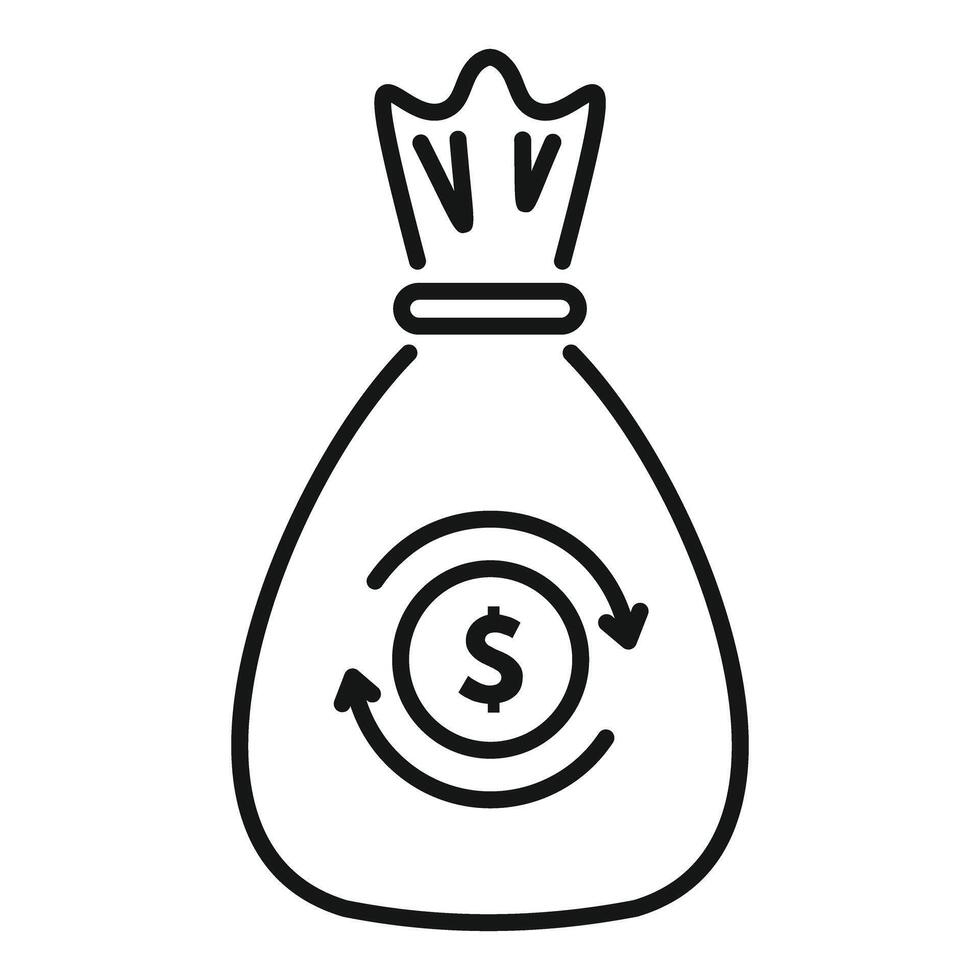 Money bag with rotating arrows around dollar coin icon vector