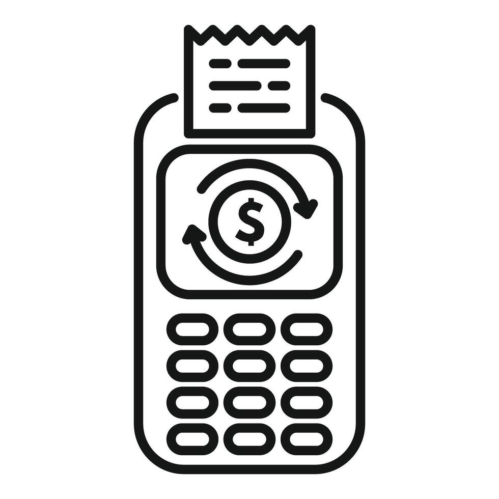 Mobile bank terminal printing a receipt and showing money circulation vector