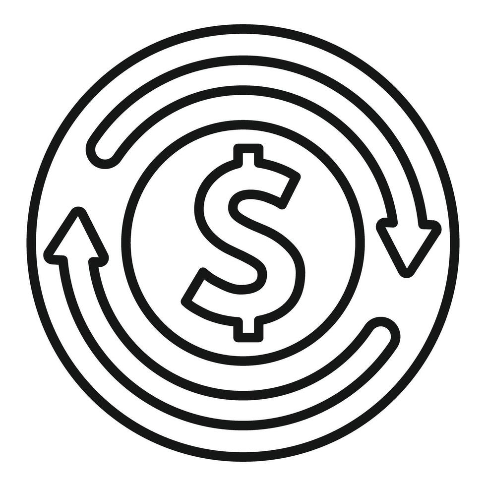 Money circulation system showing investment return vector
