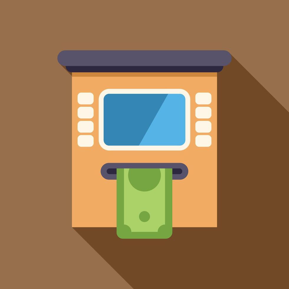 Atm machine dispensing cash money banknote vector