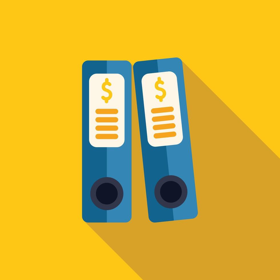 Two office binders containing financial documents with dollar signs vector