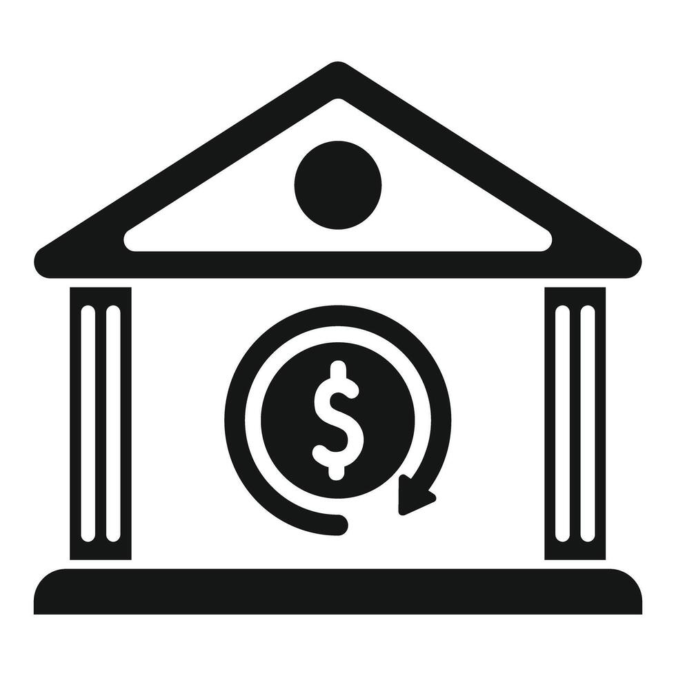 Bank building showing money turnover concept icon vector