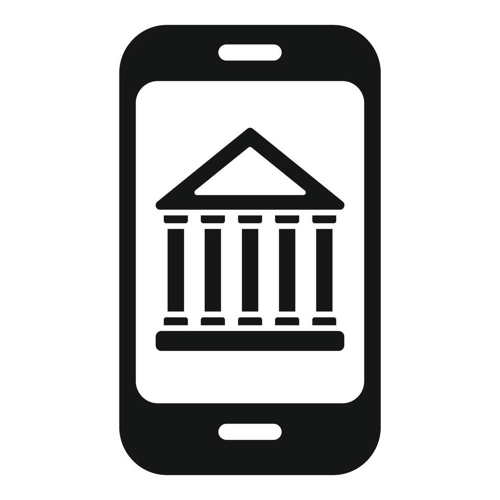 Mobile banking app showing bank building icon vector