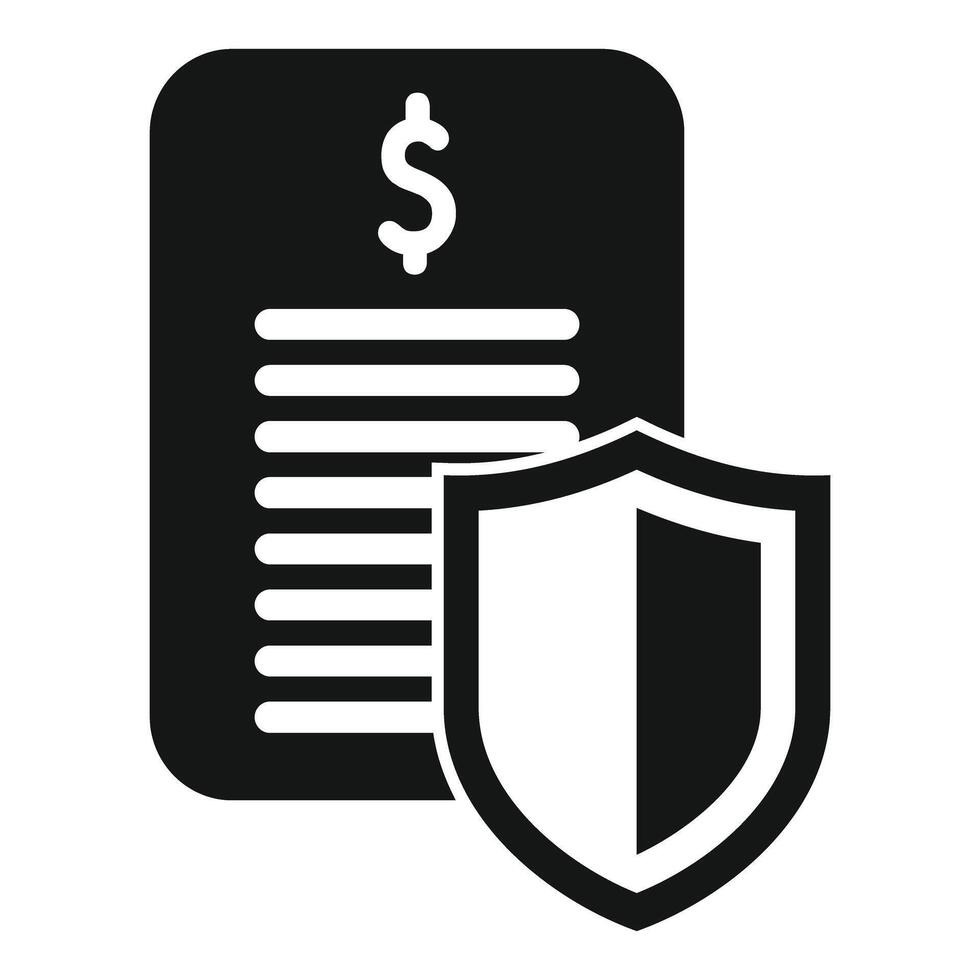 Shield protecting financial document icon representing secure transaction vector