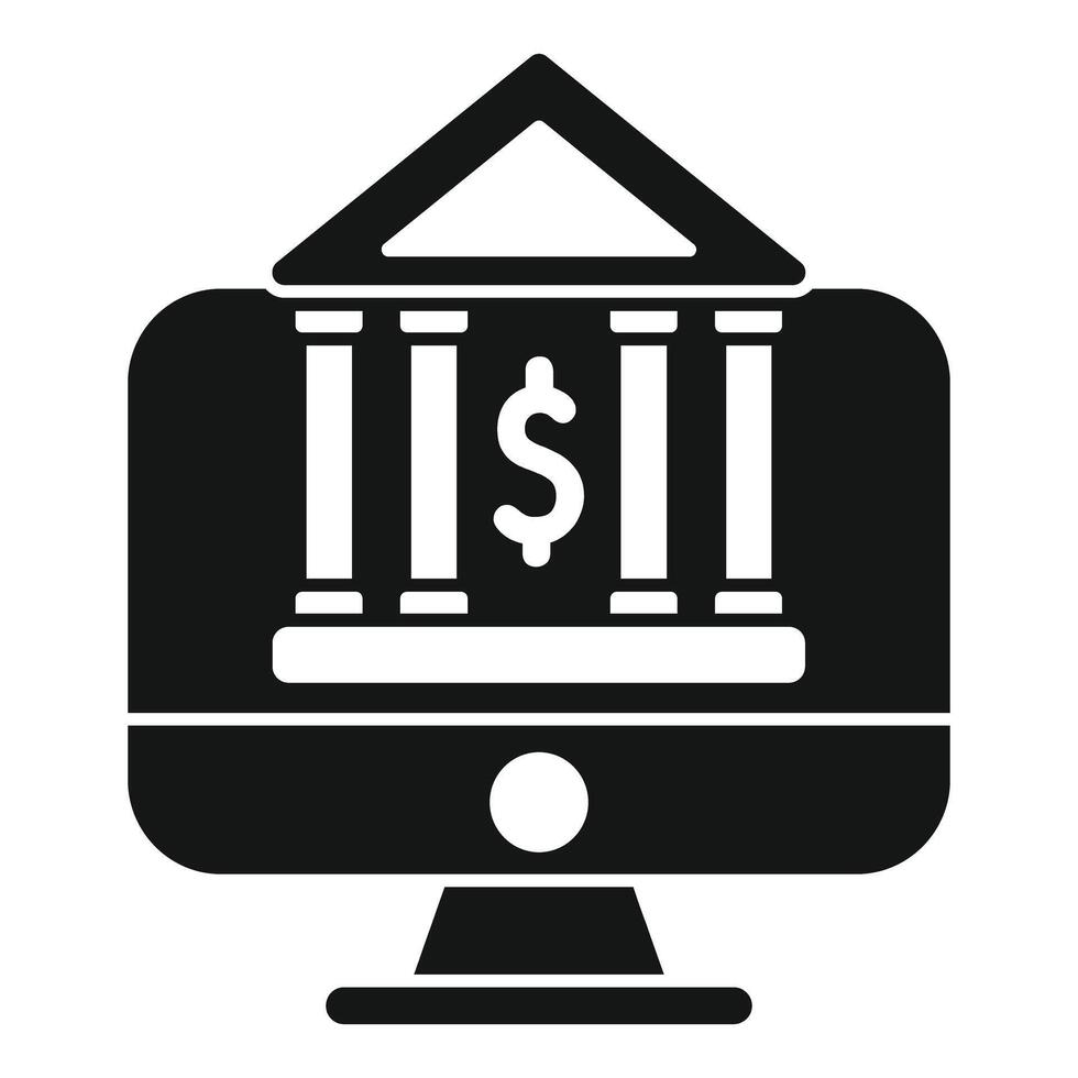 Online banking system showing bank on computer screen vector