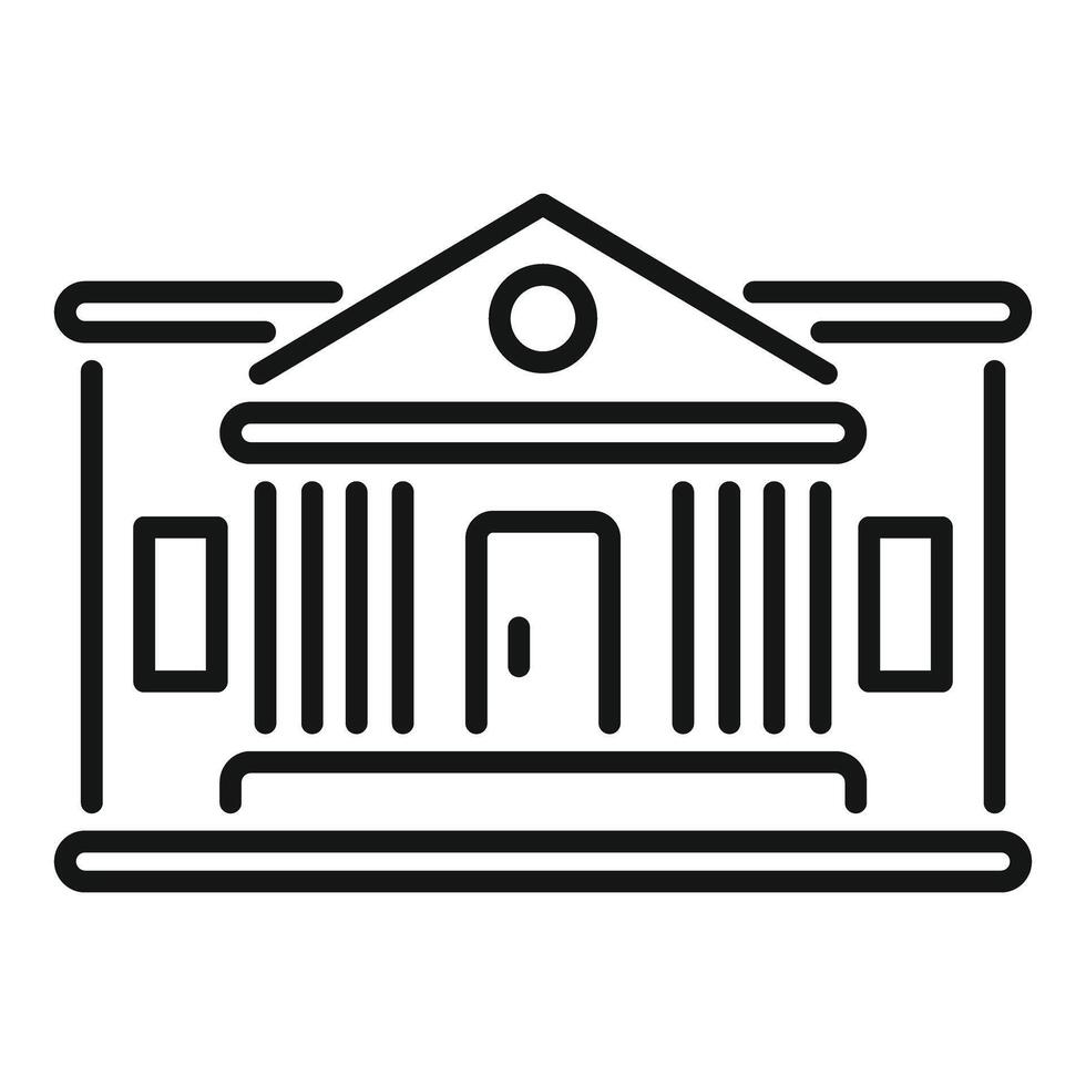 Simple line drawing of a courthouse building with columns vector
