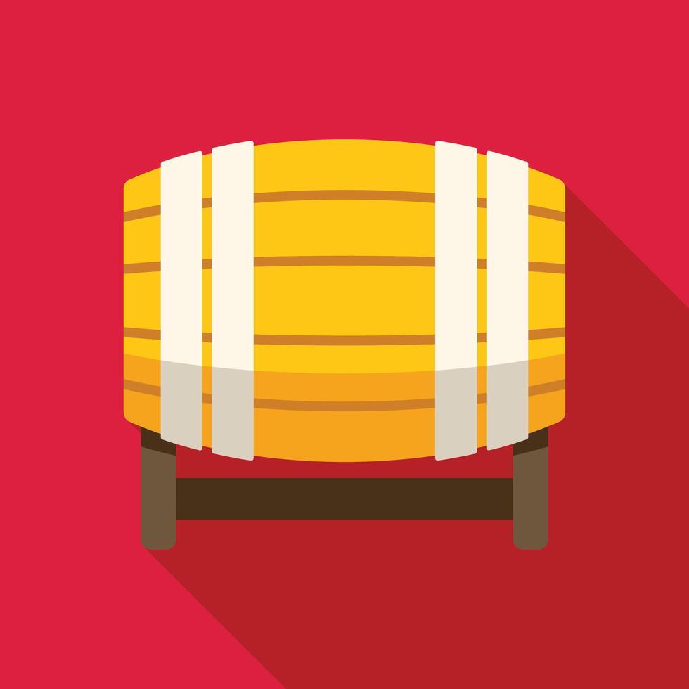 Wooden barrel standing on a red background vector