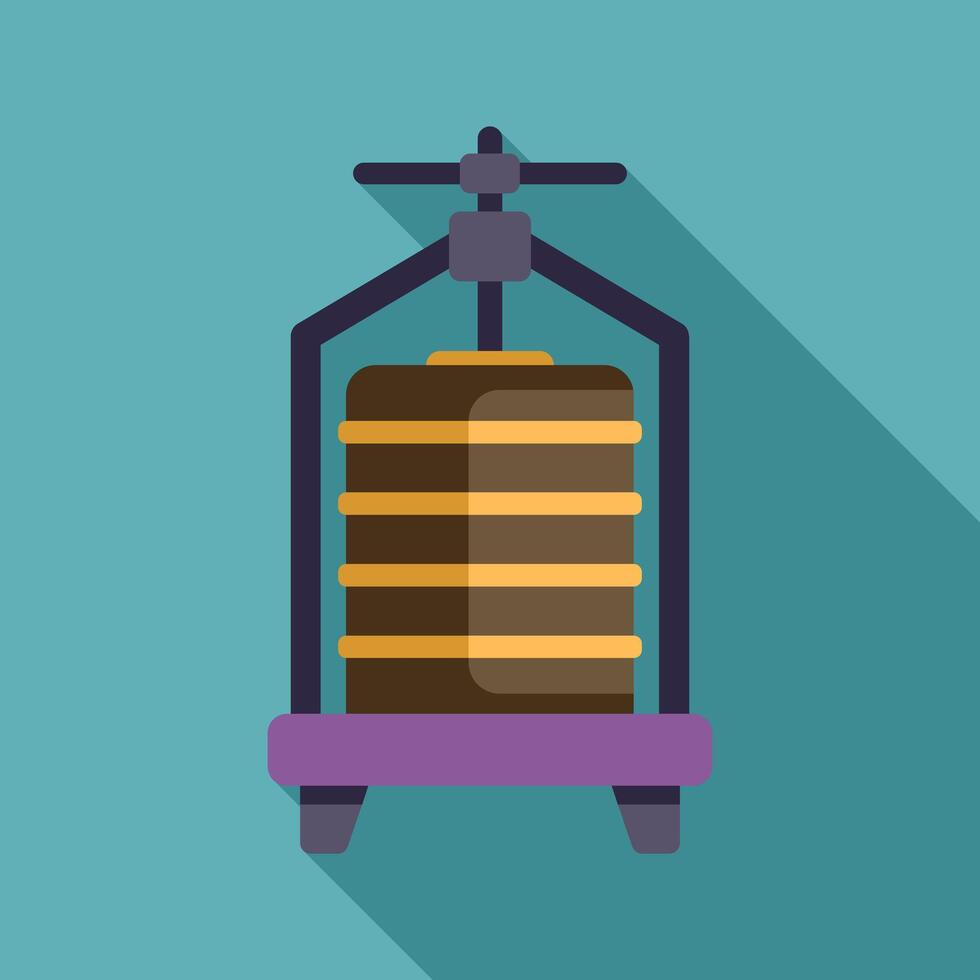 Traditional wooden wine press extracting juice from grapes for winemaking process vector